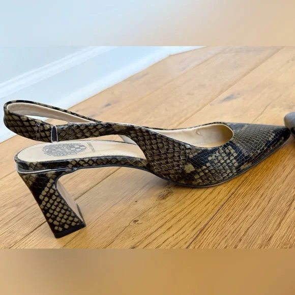 Vince Camuto Hamden Snake Print Leather Slingback Pumps Size 8 EUC - Picture 8 of 11